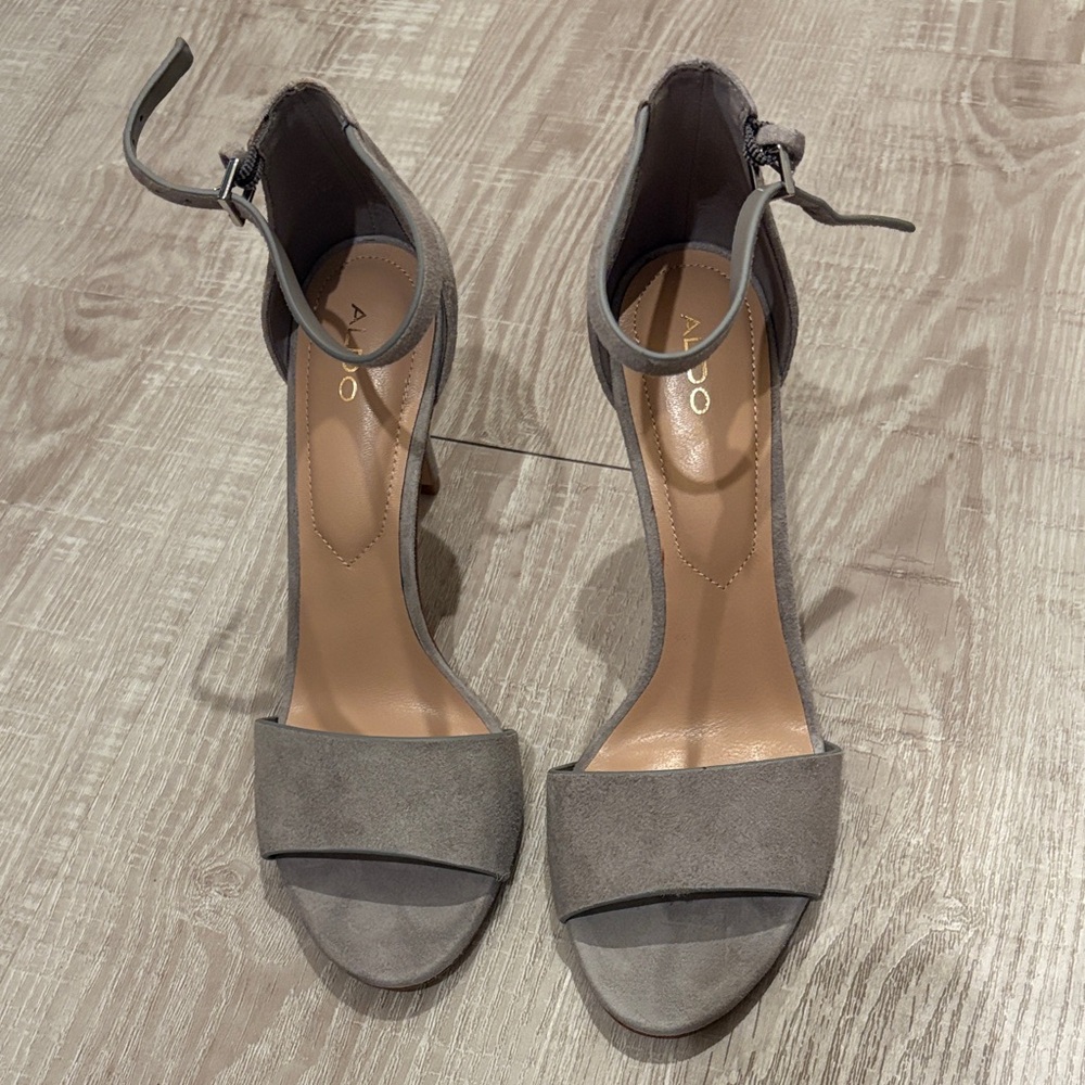Aldo Sophisticated Gray Ankle-Strap Heels - Never Worn
